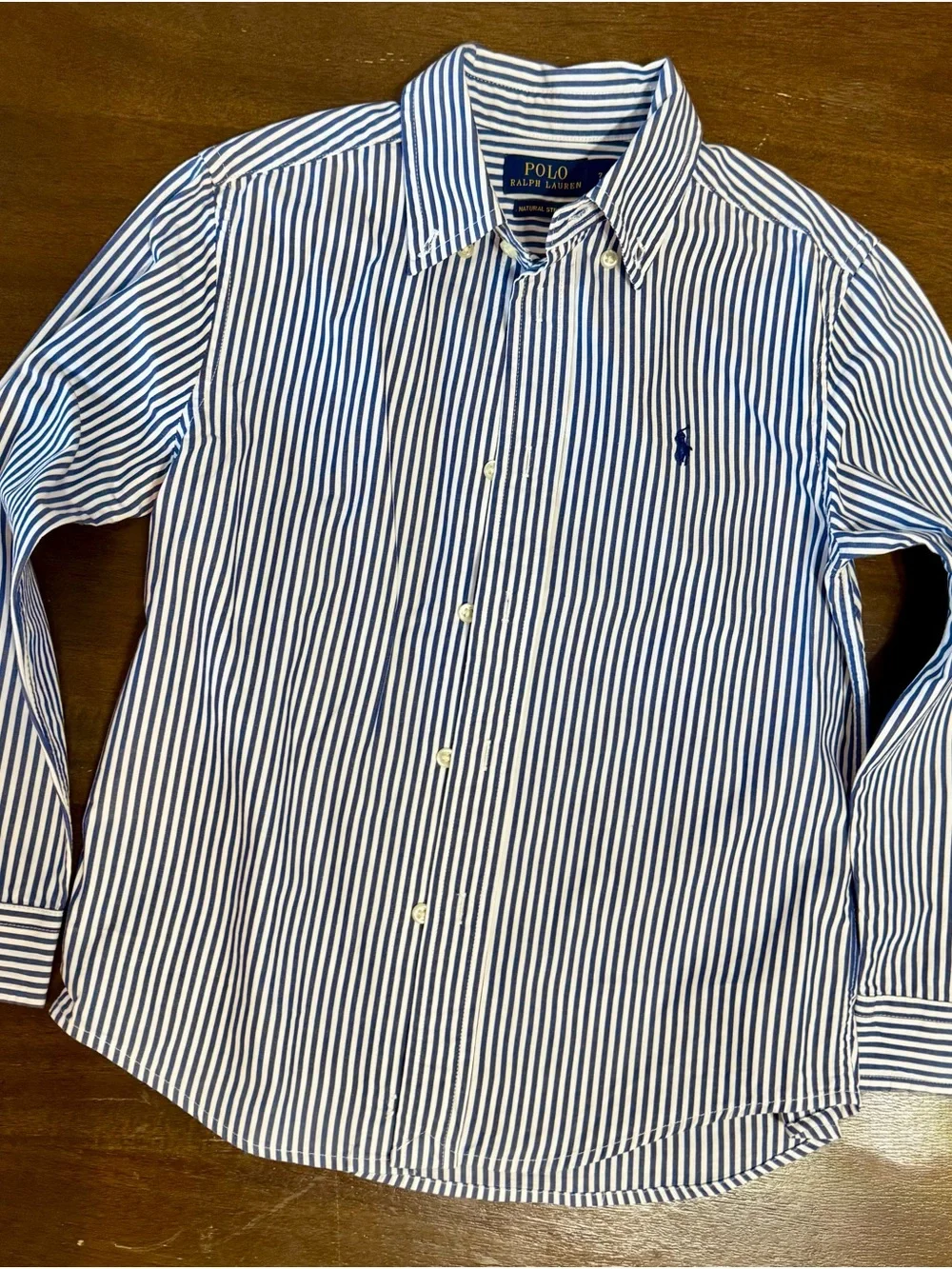 Ralph Lauren Blue & White Striped Button-Down Shirt